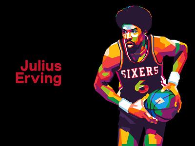 Julius Erving artwork basketball illustration julius erving nba nba legends nba player philadelphia 76ers popart sixers sports vector wpap