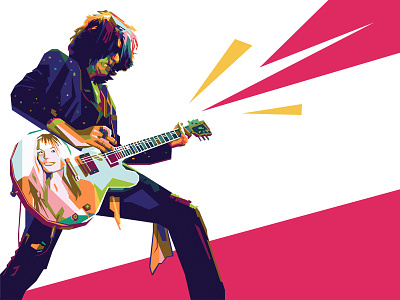 Joe Perry art artwork band colorful guitar illustration music popart rock vector wpap