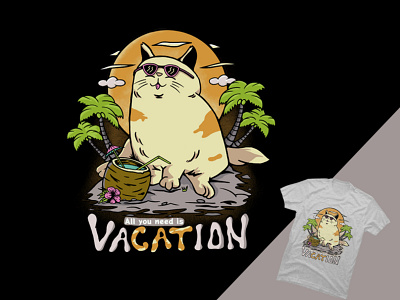 va-cat-ion animal artwork cat cats design funny tshirt illustration tshirt design