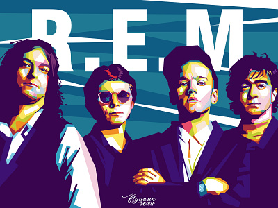 Rem american art band illustration music popart r.e.m rock band vector wpap