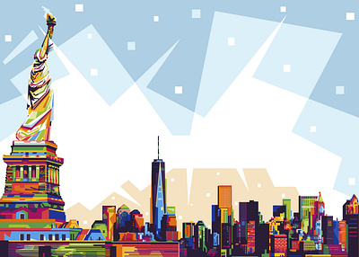 New York City and the Statue ofLiberty american art design illustration liberty new york new york city popart statue of liberty wpap