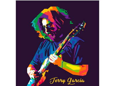 Jerry Garcia art artwork band colorful grateful dead guitarist illustration jerry garcia music musician popart psychedelic rock wpap