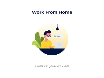 Work From Home - Flat Design Character