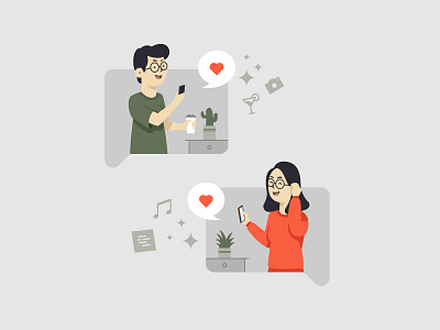 Video Call corona covid 19 flat design flat illustration illustration social distancing video call