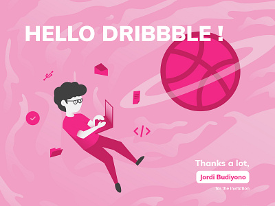 HELLO DRIBBLE design dribbble dribbble invite flat hello illustration invitation ui vector