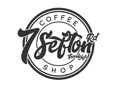 7 Sefton Rd Coffee Shop Logo Design 2d brand brand and identity brand identity branding cafe coffee coffee bean design flat icon illustration illustrator logo logo design script script font script logo typography vector