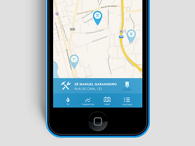 Detail of the prototype from GasOil app app geolocation map oil ui