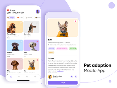 Pet Adoption App adoption app design pet product design sketch uidesign