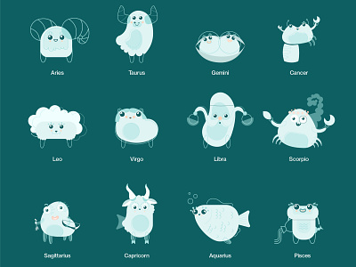 Zodiac Signs character design design illustration vector