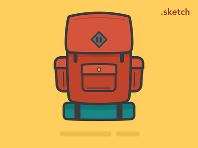 Hiking Pack backpack camping flat icon pack sketch spring summer vector