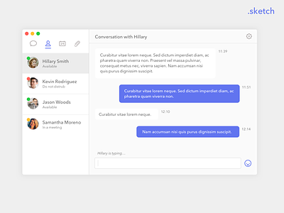 Jabber Re-design app application bubble chat design icons list panel speech ui ux window