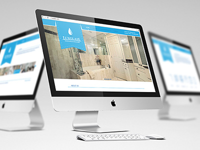 LuxGlass - Shower and Bath Enclosures blue clean corporate design identity modern responsive web