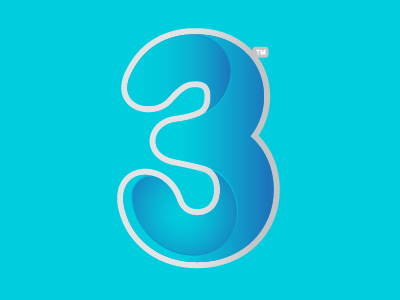 3 3 blue broj gradient logo mark number three trade tri vector
