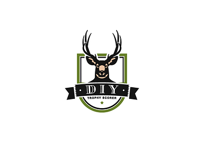 DIY brown deer emblem green scorer sport trophy