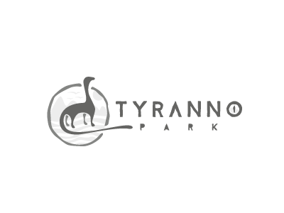 Tyranno park amusement catch circle dinosaur logo museum nature park sign tyranno
