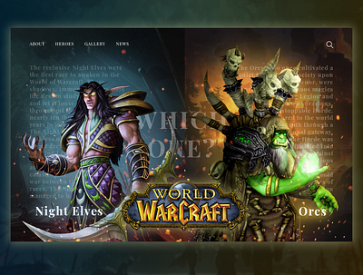Warcraft Heroes design game ui ux warcraft web