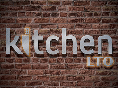 Kitchen LTO Wall Sign backlighting bricks brushed metal dining kitchen knife lighting restaurant wall wallsign