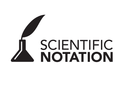 Scientific Notation WIP 1 black copywriter feather flask inkwell logo logo design medical pharmaceuticals science writing