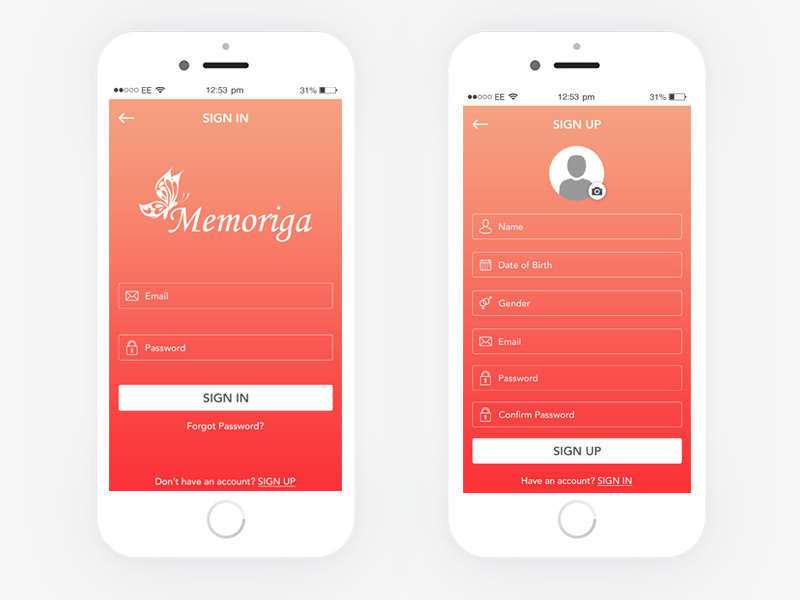 Login Signup design ui app logo