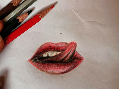 Don't lip it artwork color color pencil pencil red lips