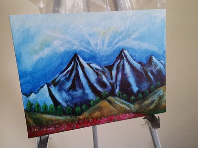 Mountains acryliccolours handdrawn mountains painting