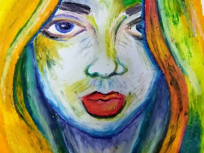 Lorde Girl abstract oilpastel painting portrait