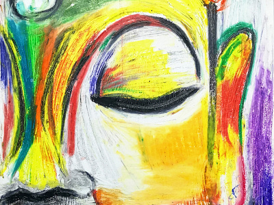 The Awakened One oilpastel painting portrait