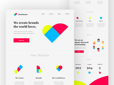 Brandheart Website agency brands clean colorful design flat landing page love minimal simple ui web website