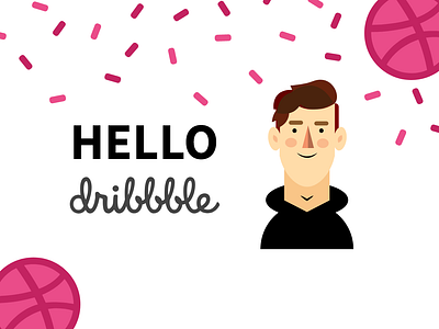 Hello dribbble character debut debutshot dribbble first shot hello hello dribbble illustration