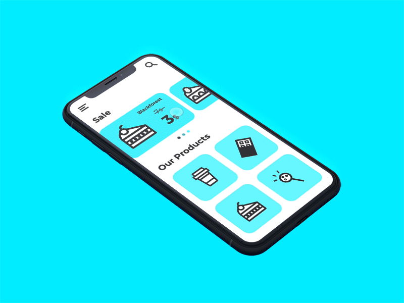 Cafe app animation adobexd animation app blue clean coffee design dribbble flat food gif icon interface ios iphone minimal mobile ui ux web