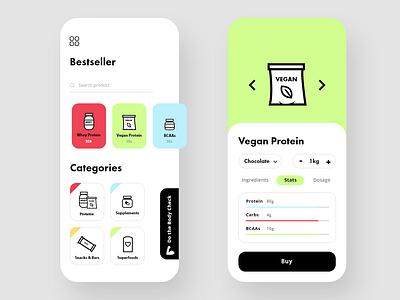 Fitness Shop adobexd app clean design dribbble fitness flat icon illustration interface ios iphone minimal mobile shop supplements ui ux vector web