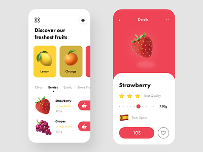 Fruit Store app clean design dribbble flat fruit app fruits icon illustration interface ios iphone minimal mobile shop store ui ux vector web