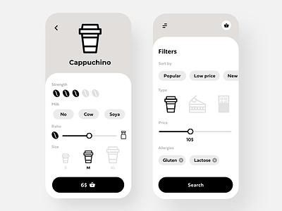 Coffee app app clean coffee design dribbble flat food icon illustration interface ios iphone minimal mobile shop simple ui ux vector web