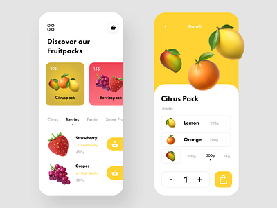 Fruit Shop app clean design dribbble flat fruit fruits icon illustration interface ios iphone minimal mobile shop simple ui ux vector web