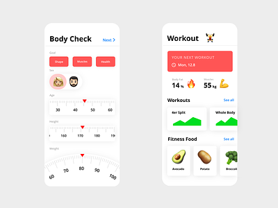 Fitness App animation app clean design dribbble fitness flat gif icon illustration interaction interface ios iphone minimal mobile simple ux vector