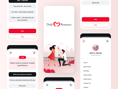 Daily Romance App app app design app ui branding design graphic design mobile mobile app mobile app design mobile design mobile ui modern app modern app ui modern design ui