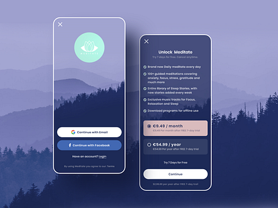 Meditate App app design app ui branding design graphic design mobile app mobile app design mobile ui modern app design modern app ui modern design ui