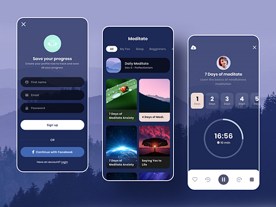 Meditate App app app design app ui branding design graphic design mobile app mobile app design mobile ui modern app modern app design modern design