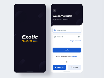 Exotic Planners App app app design app ui branding design graphic design mobile app mobile app design mobile ui modern app modern app design modern design