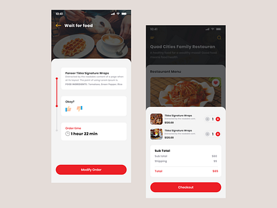 Food delivery process UI