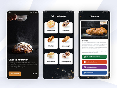 Online Bakery Food Recipe app design app ui app ui kit application design graphic design identity illustration mobile app design ui ux vector