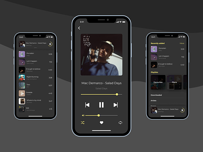 Daily UI #009 - Music Player app dailyui dashboad design grey interface mobile music music player player responsive layout ui ux web website website design yellow