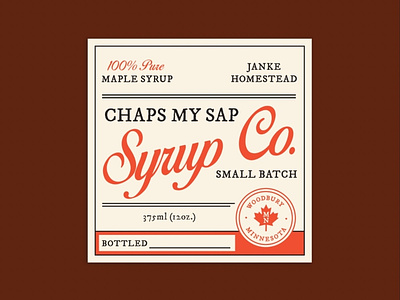 Maple Syrup Label bottle label brand identity branding food branding food packaging label label design maple leaf maple syrup retro syrup type typography vintage vintage design vintage font vintage label wes andereson wes anderson