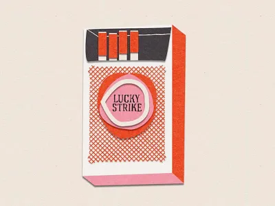 Lucky Strike Cigarettes beth mathews cigarettes cigs don draper lucky strike mad men madmen pack of cigarettes paper paper illustration retro smoking vintage vintage design vintage drawing wes anderson