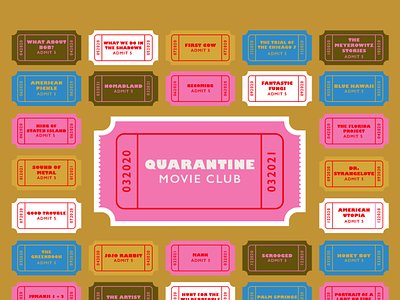 Quarantine Movie Club film film club film prop movie movie club movie ticket movies pink prop design ticket tickets vintage ticket wes anderson