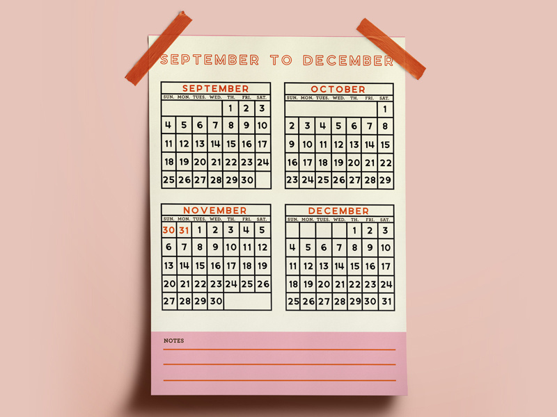 Calendar date pink and orange pink print design wall calendar nashville 2017 2016 calendar