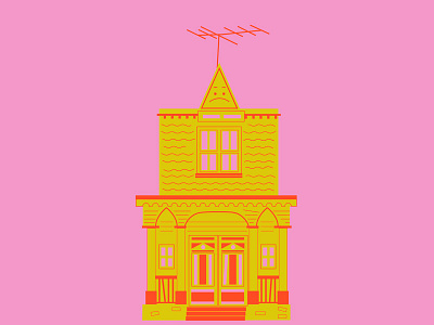 The Munsters' House addams family halloween haunted house illustration munsters pink and green scary spooky
