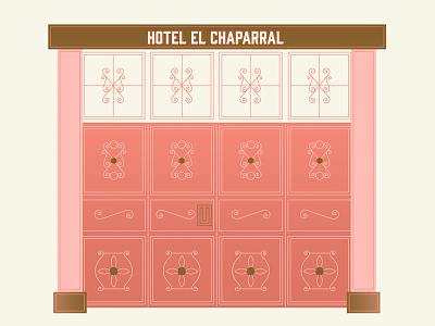 Guatemalan Hotel Door blush feminine design gin gin font guatemala hotel illustration pink pink and gold swirls wes anderson