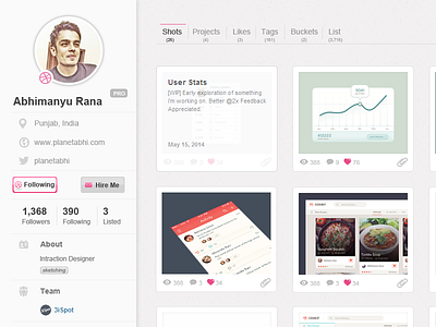 Dribbble Profile - Slide