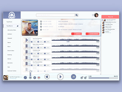 Audio Music Web App - Artist Album Looks attractive player system audio music web app flat design icons music ui design ux design